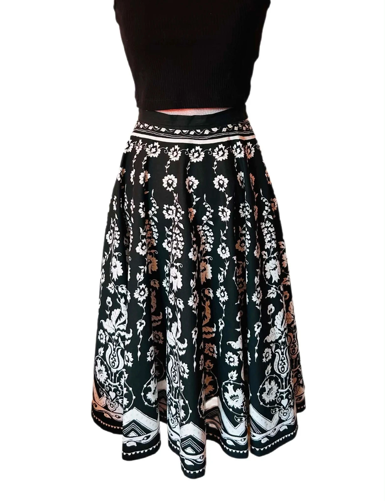 🖤🌿Vintage 2000s katoenen dansende rok barok bohemien folk chic Full circle rok 36/38🌿🖤 – photo 11